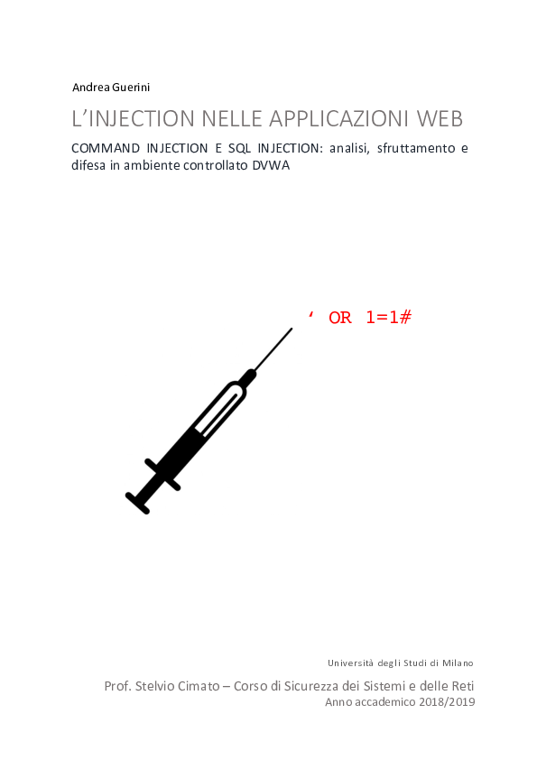 (PDF) L'INJECTION NELLE APPLICAZIONI WEB. Command injection e SQL ...