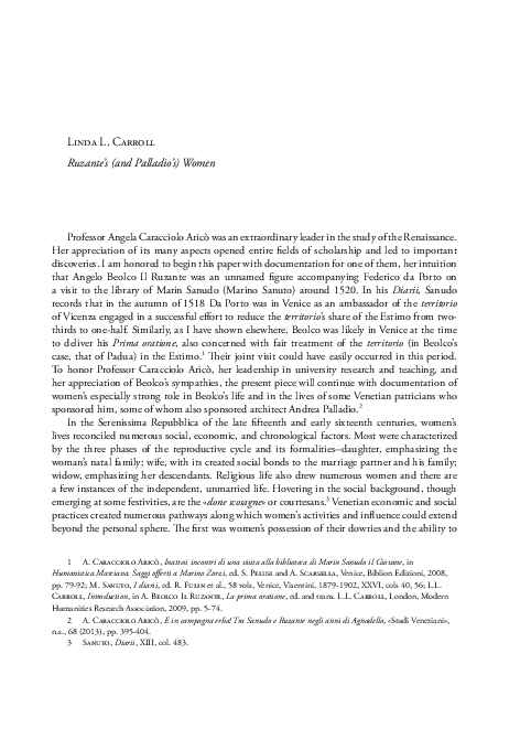 Ruzante's (and Palladio's) Women