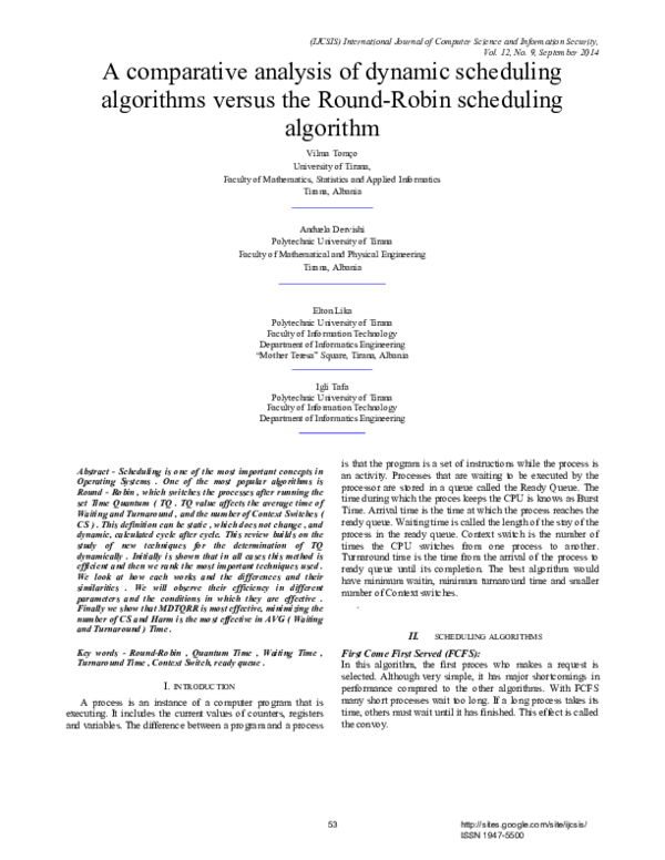 (PDF) A comparative analysis of dynamic scheduling algorithms versus ...