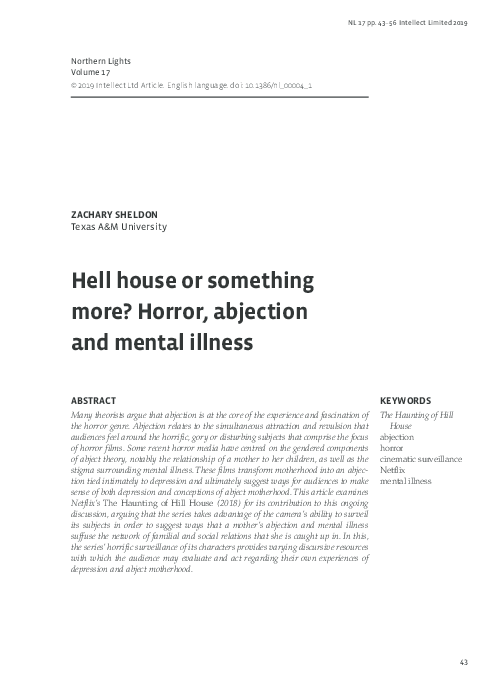 Powers Of Horror An Essay On Abjection (PDF) Hell House or Something More? Horror, abjection and mental illness