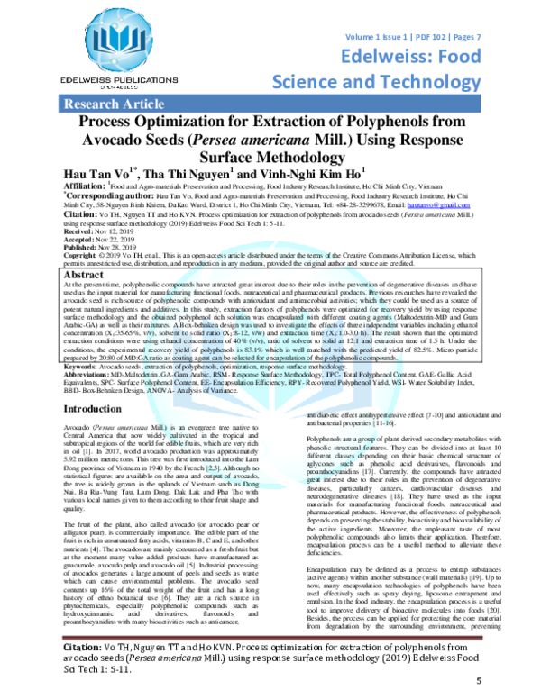 (PDF) Process Optimization for Extraction of Polyphenols from Avocado ...
