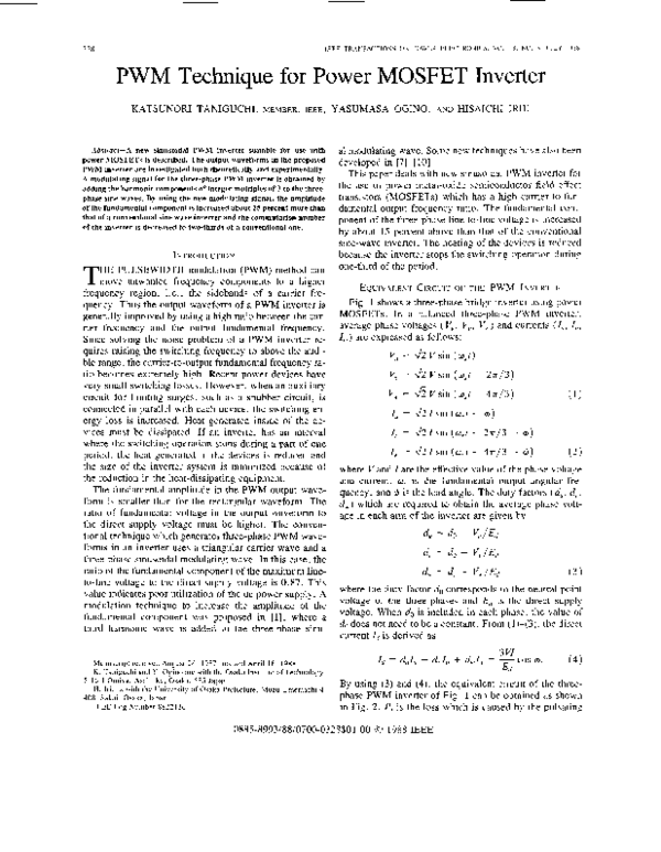 (PDF) PWM Technique for Power MOSFET Inverter
