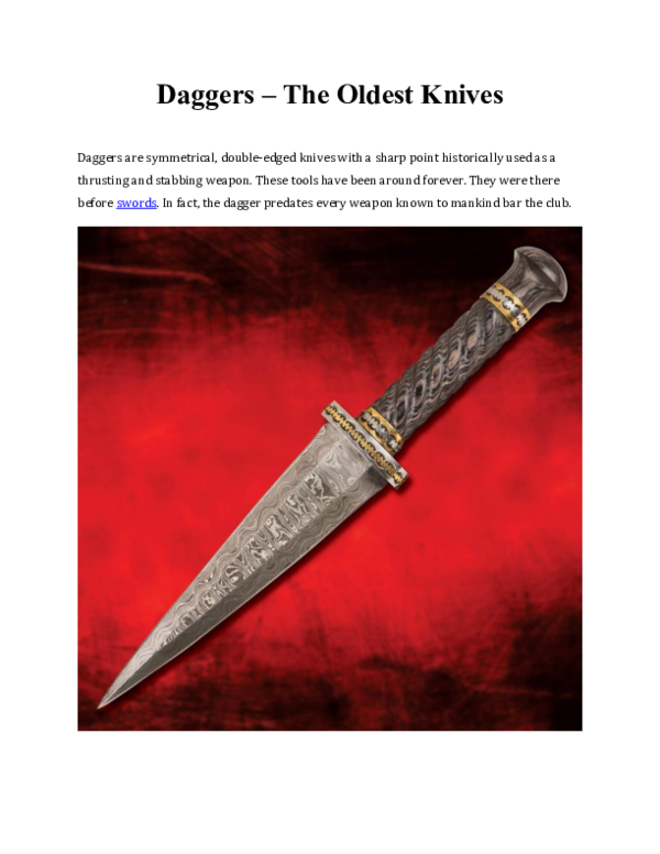 (PDF) Daggers The Oldest Knives Yamini Baghel Academia.edu