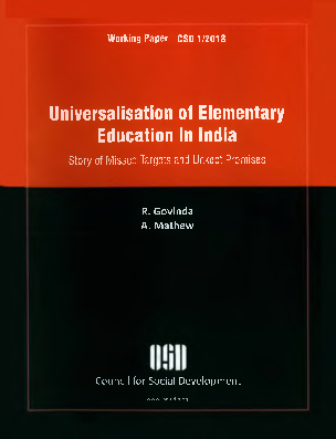 (PDF) Universalisation of Elementary Education in India Story of Missed ...