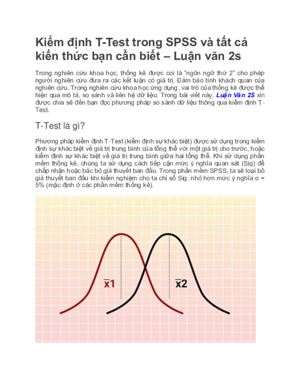 First page of “Kiểm định T-Test trong SPSS và tất cả kiến thức bạn cần biết – Luận văn 2s”