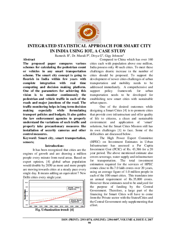 (PDF) INTEGRATED STATISTICAL APPROACH FOR SMART CITY IN INDIA USING IOT ...