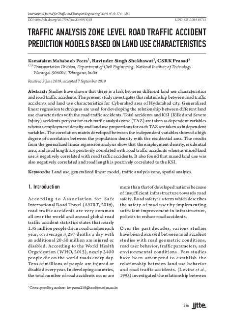 (PDF) TRAFFIC ANALYSIS ZONE LEVEL ROAD TRAFFIC ACCIDENT PREDICTION ...