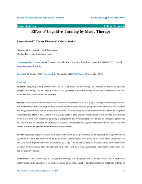 (PDF) Effect of Cognitive Training by Music Therapy