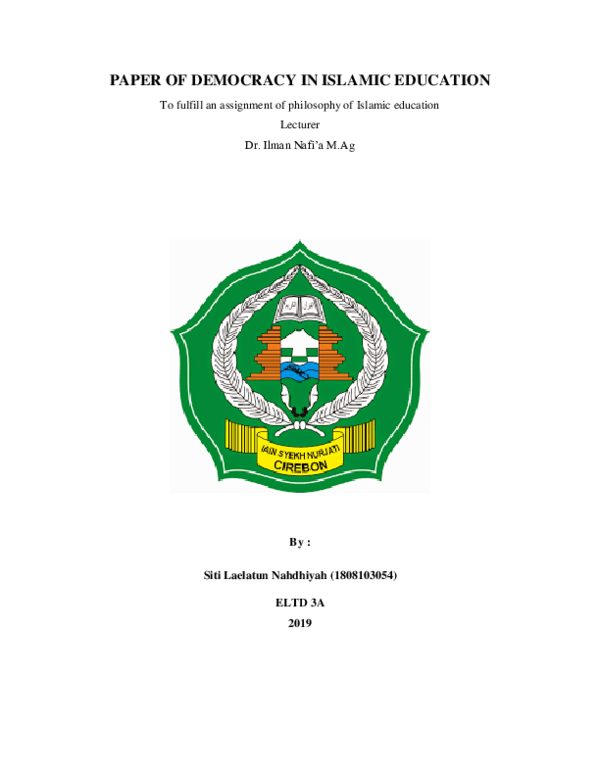 (DOC) PAPER OF DEMOCRACY IN ISLAMIC EDUCATION