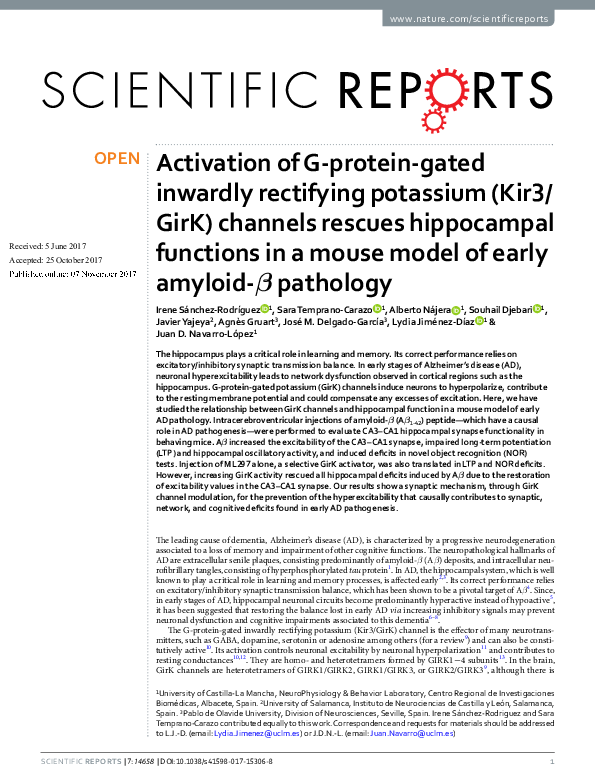 (PDF) Activation of G-protein-gated inwardly rectifying potassium (Kir3 ...