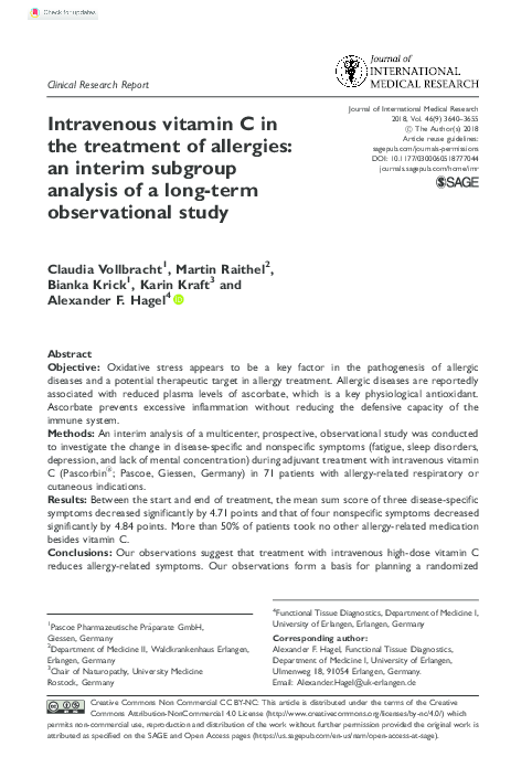 (PDF) Intravenous vitamin C in the treatment of allergies: an interim ...