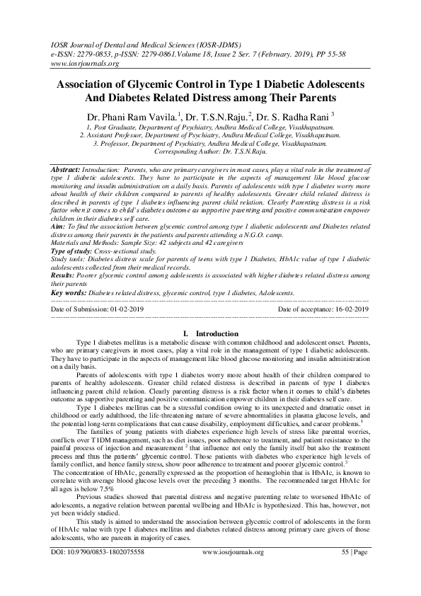 (PDF) Association of Glycemic Control in Type 1 Diabetic Adolescents ...