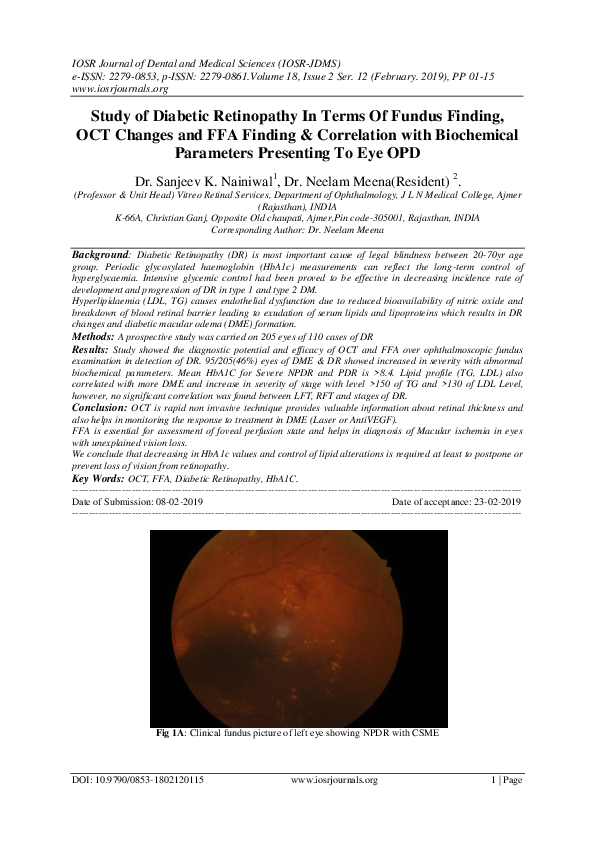 (PDF) Study of Diabetic Retinopathy In Terms Of Fundus Finding, OCT ...