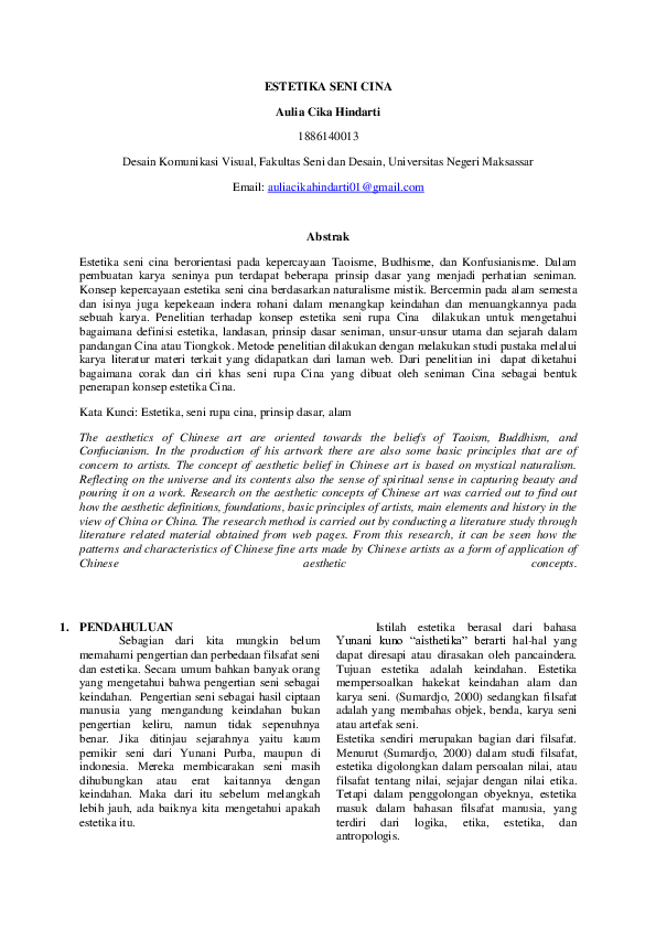 Pdf Estetika Seni Cina