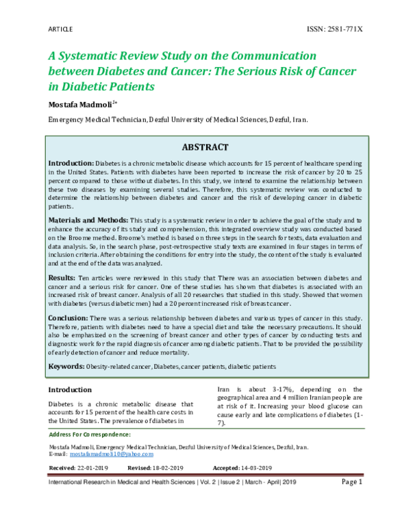 (PDF) A Systematic Review Study on the Communication between Diabetes ...