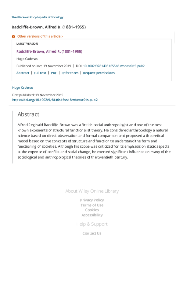 RadcliffeBrown, Alfred R. (18811955)