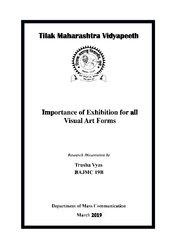 (PDF) Importance of Exhibition for all Visual Art Forms Trusha Vyas