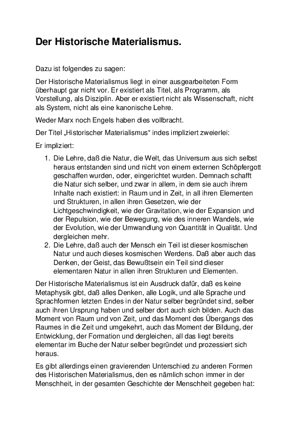 Der Historische Materialismus