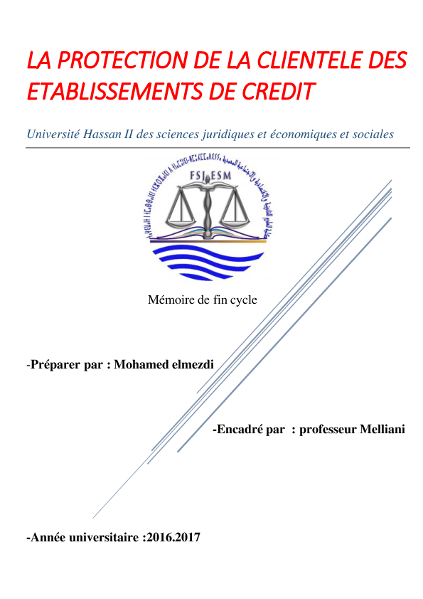 (PDF) la protection de la clientèle des Etablissements de crédit