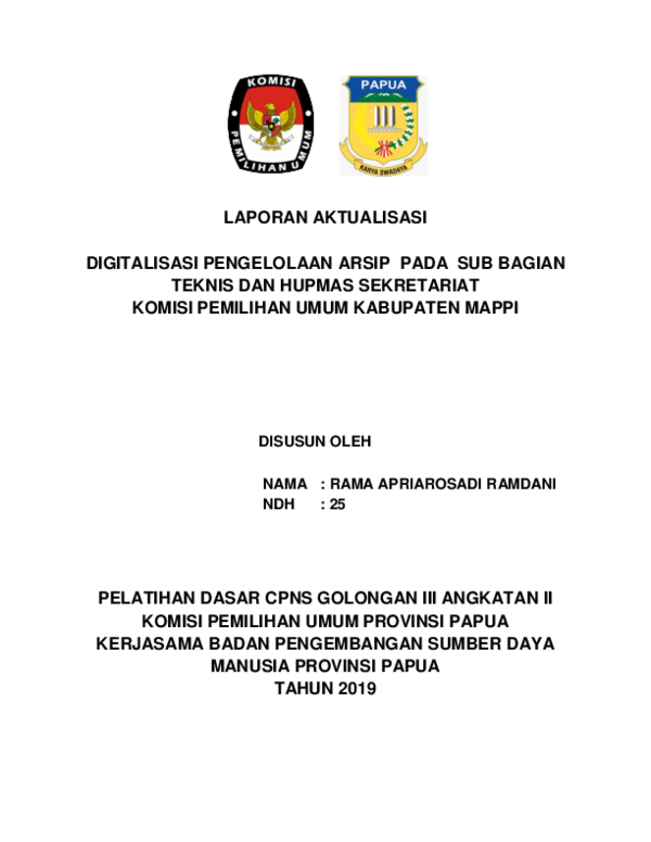 (PDF) Laporan Aktualisasi Latsar KPU Provinsi Papua 2019 - Rama ...