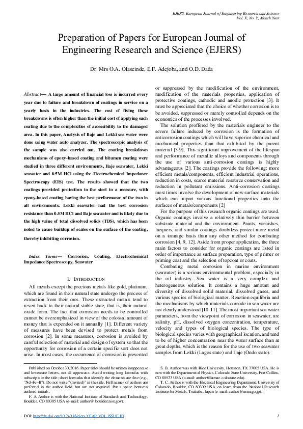 (DOC) Coating breakdown journal Emmanuel Adejoba and O.D. Dada