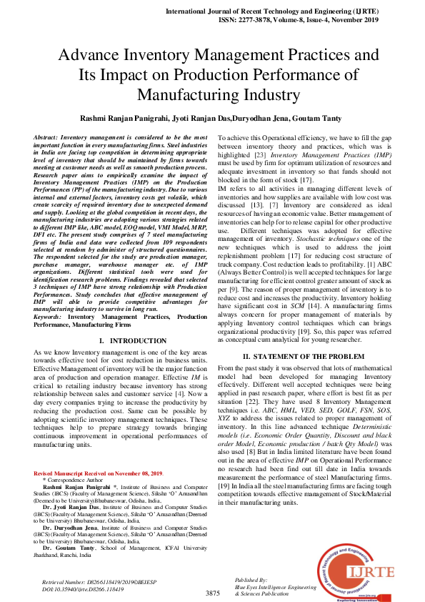 (PDF) D8266118419 Advance Inventory Management Practices and its Impact ...
