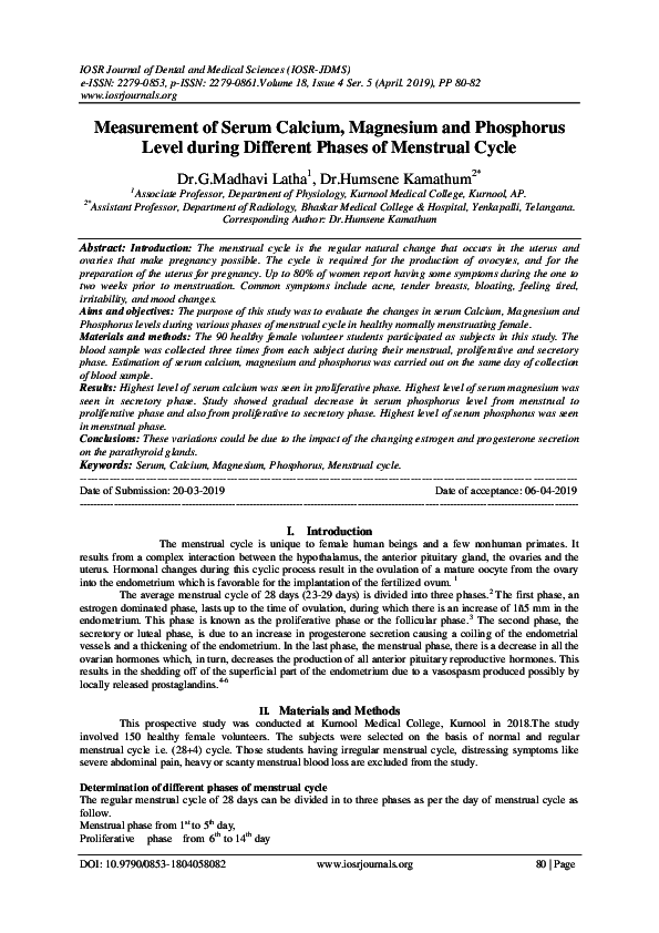 (PDF) Measurement of Serum Calcium, Magnesium and Phosphorus Level ...