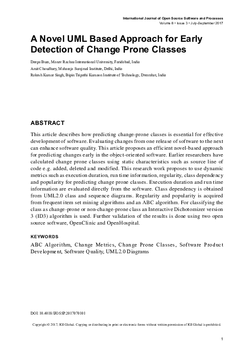 (PDF) A Novel UML Based Approach for Early Detection of Change Prone ...