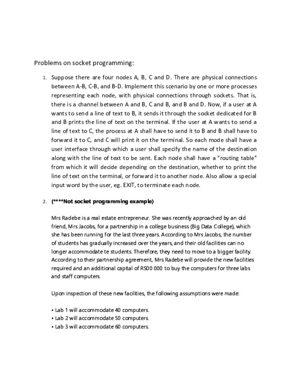 (DOC) Problems on socket programming