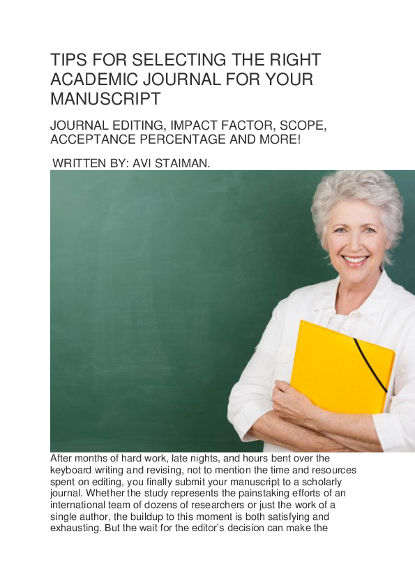 (DOC) Selecting The Right Academic Journal For Your Manuscript