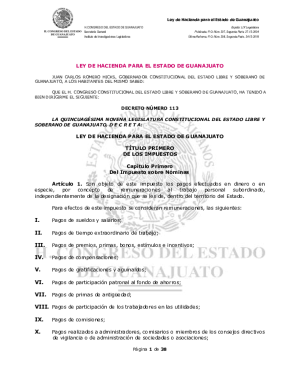 (PDF) Ley de Hacienda para el Estado de Guanajuato LEY DE HACIENDA PARA EL ESTADO DE GUANAJUATO (PDF) Ley de Hacienda para el Estado de Guanajuato LEY DE HACIENDA PARA EL ESTADO DE GUANAJUATO