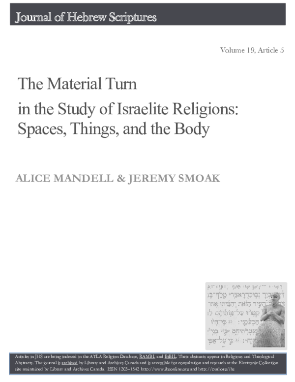 (PDF) "The Material Turn in the Study of Israelite Religions Spaces