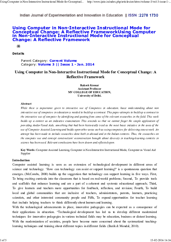 (PDF) Using Computer in NonInteractive Instructional Mode for