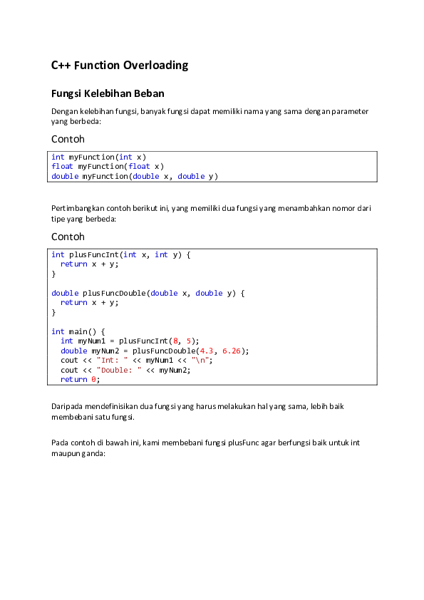 (DOC) C++ Function Overloading