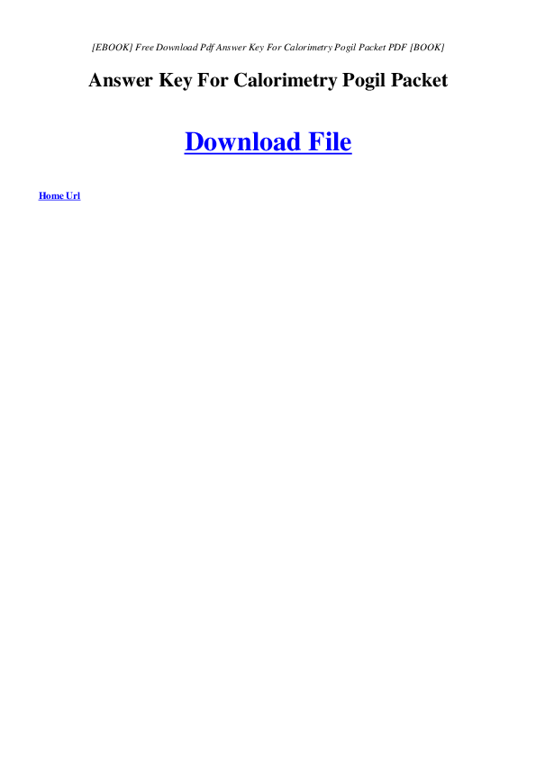 (PDF) Answer Key For Calorimetry Pogil Packet Download File Home Url