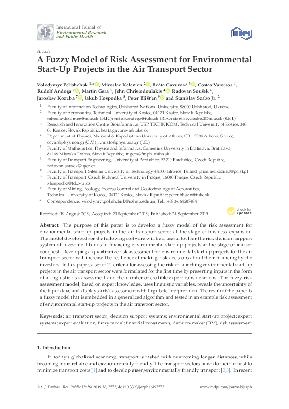 (PDF) A Fuzzy Model of Risk Assessment for Environmental Start-Up ...