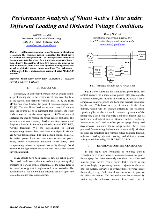 (PDF) Performance Analysis of Shunt Active Filter under Different ...