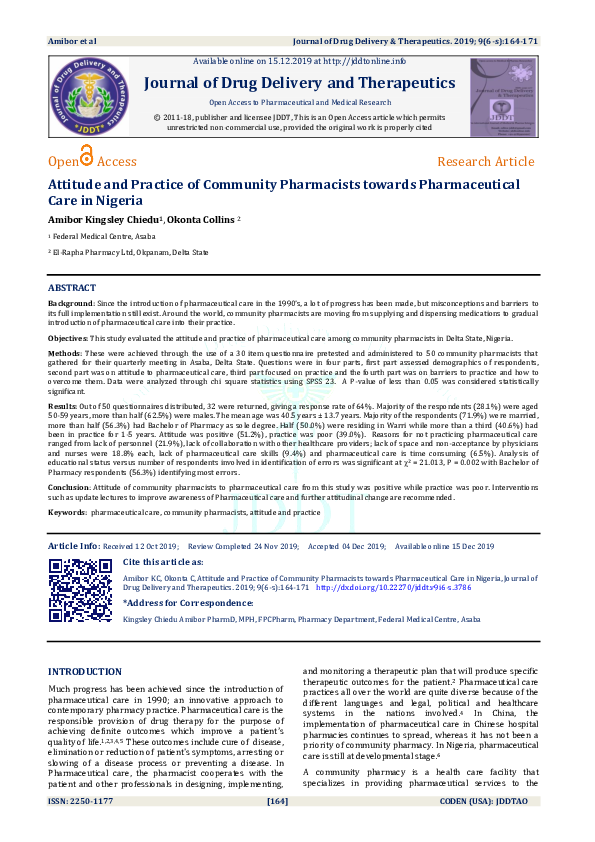 (PDF) Attitude and Practice of Community Pharmacists towards ...