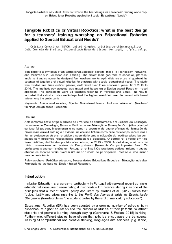 (PDF) Tangible Robotics or Virtual Robotics: what is the best design ...