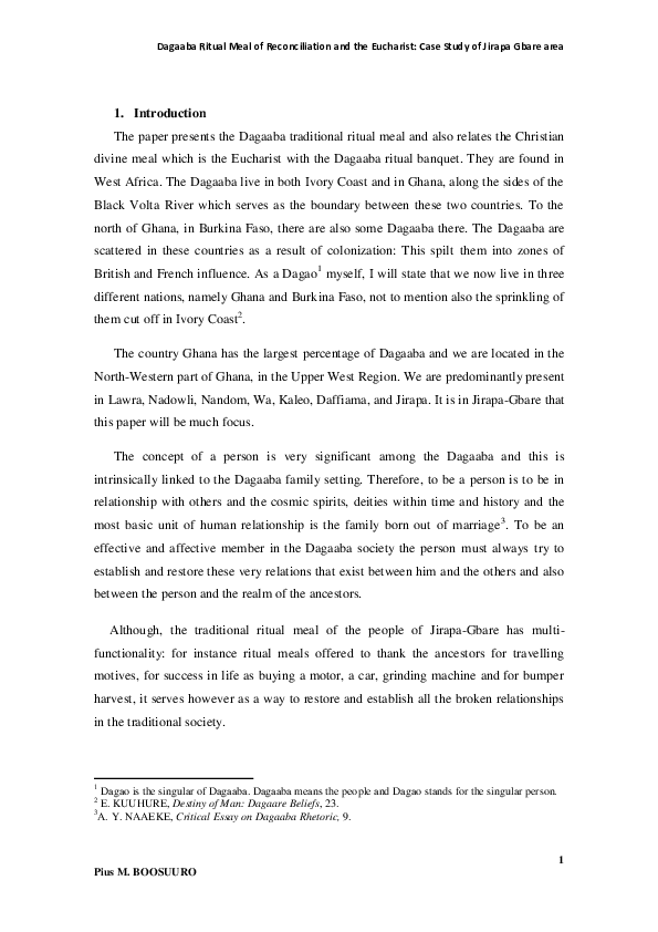 (PDF) Dagaaba Ritual Meal of Reconciliation and the Eucharist: Case ...