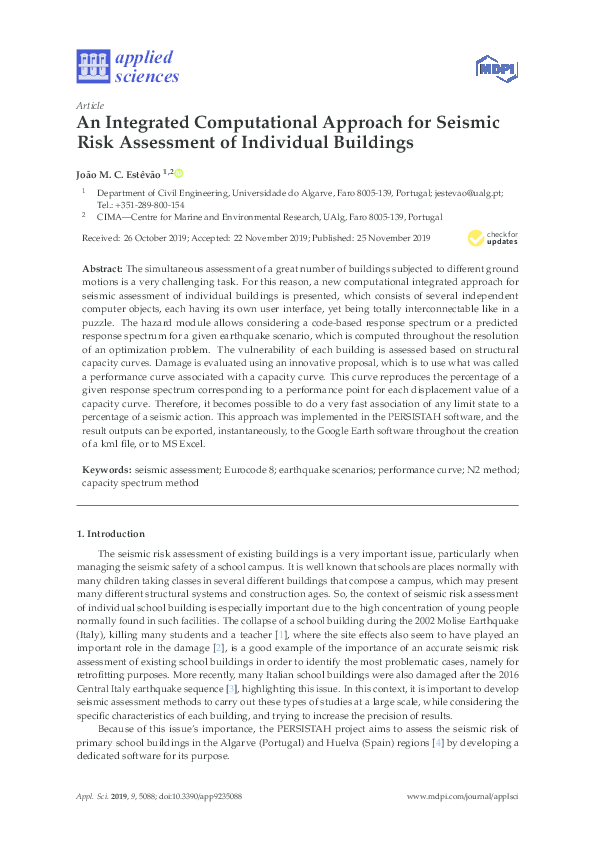 (PDF) An Integrated Computational Approach for Seismic Risk Assessment ...