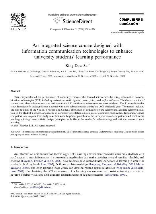 (PDF) An integrated science course designed with information
