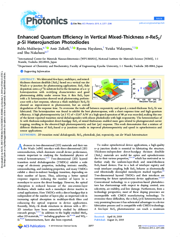 (PDF) Enhanced Quantum Efficiency in Vertical Mixed-thickness n-ReS2/p ...