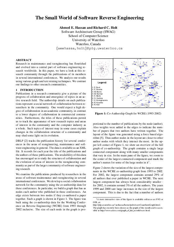 (PDF) The Small World of Software Reverse Engineering
