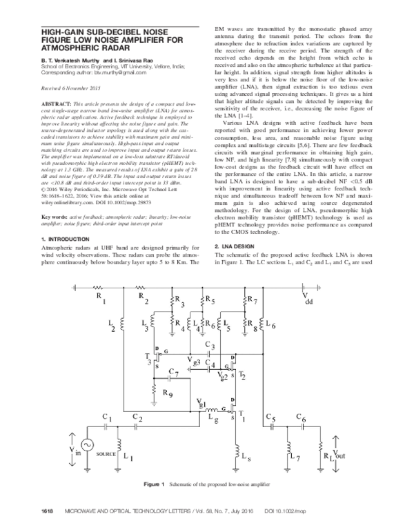(PDF) HIGHGAIN SUBDECIBEL NOISE FIGURE LOW NOISE AMPLIFIER FOR