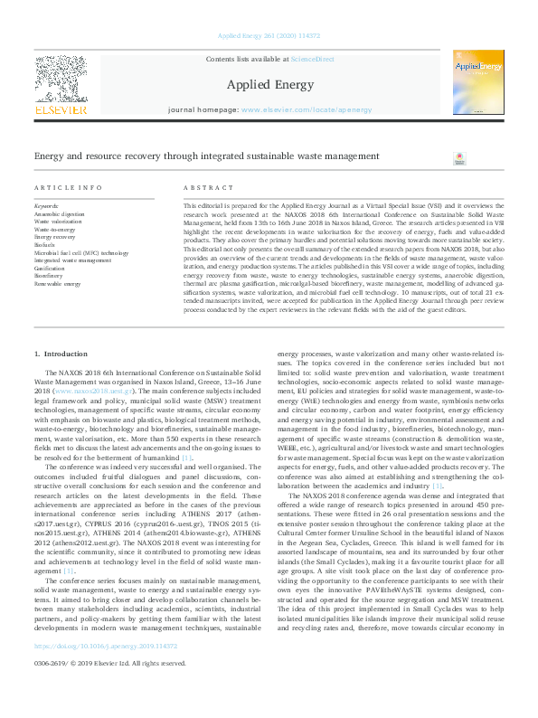 (PDF) Energy and resource recovery through integrated sustainable waste ...