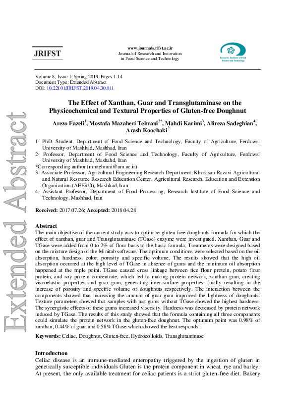 (PDF) The Effect of Xanthan, Guar and Transglutaminase on the ...