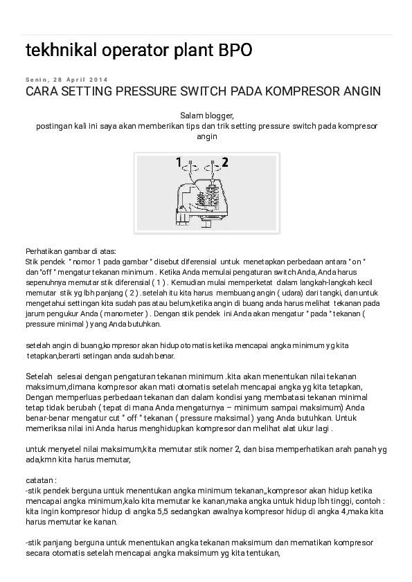 (PDF) CARA SETTING PRESSURE SWITCH PADA KOMPRESOR ANGIN bang dreamer