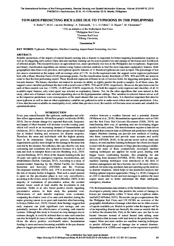 (PDF) Towards predicting rice loss due to typhoons in the Philippines