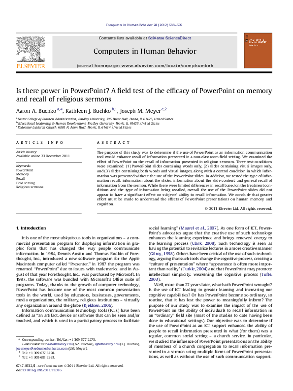 (PDF) Is there power in PowerPoint? A field test of the efficacy of ...